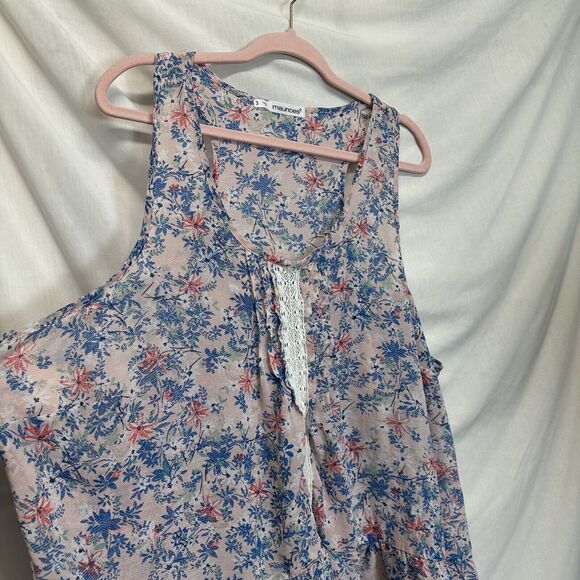 Maurices Women's 3X Multi Floral Babydoll Tank Plus Size Top Sheer Cottage Flowy - Picture 3 of 8